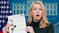 Tisková mluv�í Bílého domu Karoline Leavitt hovo�í b�hem tiskové konference v...