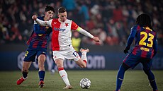 Slávistický zálo�ník Luká� Provod se chystá st�ílet v utkání s Barcelonou.