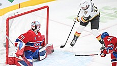 Pavel Dorofejev (Vegas Golden Knights) sice Jakuba Dobe�e (Montreal Canadiens)...