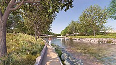 Projekt protipovod�ové ochrany Dvora Králové po�ítá s betonovými zdmi,...