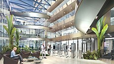 Velkorysé atrum nov� vznikající budovy Hila