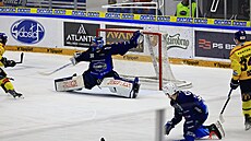 Ale� Stezka v brance Komety Brno p�edvádí efektní zákrok.