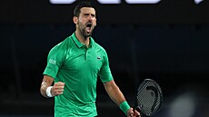 Radost Novaka Djokovi�e v semifinále Australian Open.