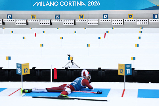 Andrejs Rastorgujevs z Loty�ska b�hem tréninku (6. února 2026)