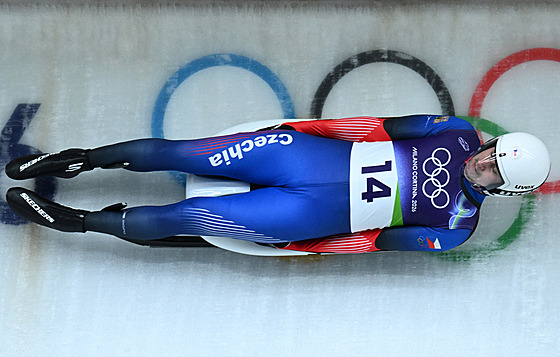 Ond�ej Hyman z �eské republiky v akci b�hem své t�etí jízdy (8. února 2026)