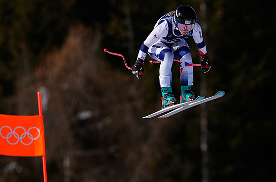 Barbora Nováková na trati olympijského sjezdu.