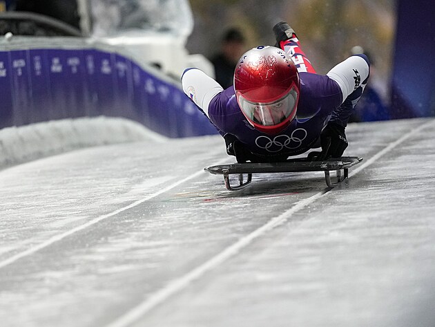 Anna Fernst�dtov� b�hem tr�ninku skeletonu (9. �nora 2026)