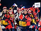 Slavnostní zahájení XXV. zimní olympiády v Itálii. �e�i nastoupili na �ty�ech...