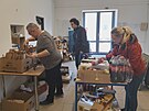 P��prava bal��k� pro lidi v nouzi v Potravinov� bance v Hradci Kr�lov�.