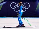 Italka Federica Brignoneová v cíli olympijského sjezdu.