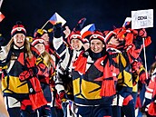 Slavnostní zahájení XXV. zimní olympiády v Itálii. �e�i nastoupili na �ty�ech...