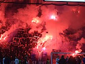 Plze�tí fanou�ci b�hem utkání s Libercem.