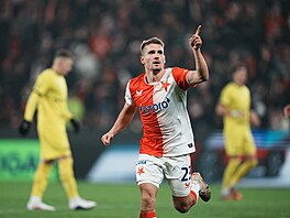 Slávistický zálo�ník Michal Sadílek se raduje z gólu proti Mladé Boleslavi.