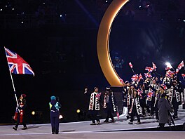 Slavnostní zahájení XXV. zimní olympiády v Itálii. Sportovci Velké Británie....