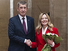 �eský premiér Andrej Babi� (ANO) na setkání s premiérkou Giorgiou Meloniovou v...