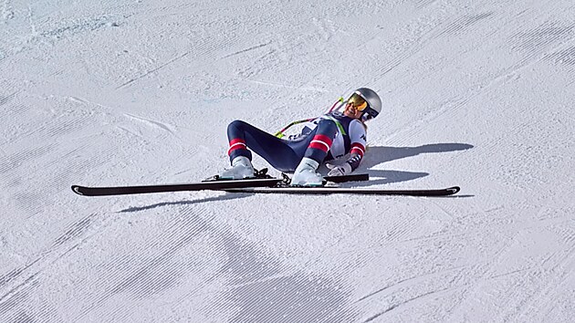 P�d Lindsey Vonnov� v olympijsk�m sjezdu. (8. �nora 2026)