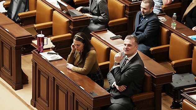 Druh�m dnem pokra�uje mimo��dn� sch�ze Sn�movny k hlasov�n� o ned�v��e vl�d� premi�ra Andreje Babi�e. Na sn�mku Filip Turek (Motorist�). (4. �nora 2026)