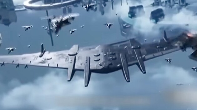 Koncep�n� video futuristick�ho vesm�rn� letadlov� lodi Luan-niao, kter� zve�ejnila ��nsk� televize.