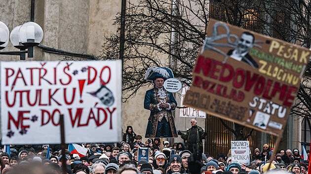 Demonstrace v centru Prahy na podporu prezidenta Pavla