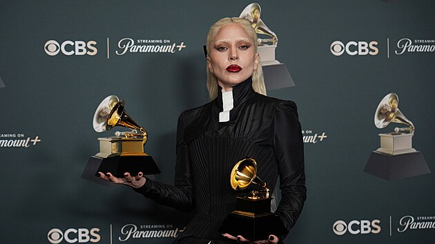 Lady Gaga na p�ed�v�n� cen Grammy (1. �nora 2026, Los Angeles).