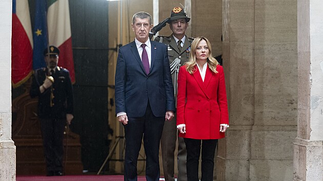 �esk� premi�r Andrej Babi� (ANO) na setk�n� s italskou premi�rkou Giorgiou Meloniovou v ��m� (4. �nor 2026)