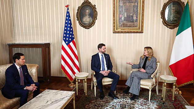 Setk�n� americk�ho viceprezidenta J. D. Vance s italskou premi�rkou Giorgi� Meloniovou se ��astnil i ministr zahrani�� Marco Rubio. (6. �nora 2026)