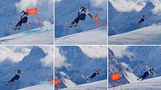 Série fotografií fotografky agentury AP pádu Lindsey Vonnové v olympijském...