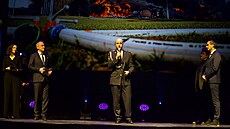 Petr Andrá�ko b�hem p�edávání cen na ceremoniálu Czech Press Photo. Fotografii...