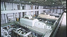 Strojovna jaderné elektrárny A1 - projektovaný tepelný výkon elektrárny byl 560...