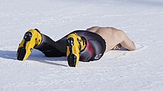 Rakouský snowboardista Benjamin Karl slaví v cíli paralelního ob�ího slalomu...