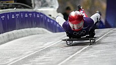 Anna Fernstädtová b�hem tréninku skeletonu (9. února 2026)