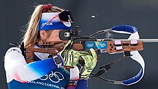 Tereza Voborníková z �eska st�ílí b�hem tréninku biatlonu. (9. února 2026)