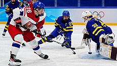 �eské hokejistky na olympijských hrách v Pekingu p�i druhém vystoupení v...