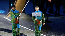 Slavnostní zahájení XXV. zimní olympiády v Itálii. Sportovci Haiti.  (6. února...