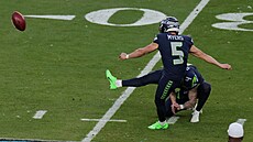 Jason Myers ze Seattlu Seahawks ve finále Super Bowlu