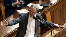 P�edseda Pirát� Zden�k H�ib na mimo�ádné sch�zi Sn�movny (3. února 2026)