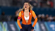 Rychlobrusla�ka Jutta Leerdamová z Nizozemska se raduje po závod� na 1000 metr�...