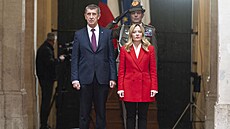 �eský premiér Andrej Babi� (ANO) na setkání s italskou premiérkou Giorgiou...