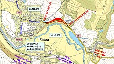 Plánek leto�ní plánované rekonstrukce silnice I/19 u Pohledu na Havlí�kobrodsku.