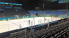 První trénink �eských hokejist� na olympiád� v Milán�.