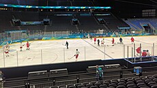 První trénink �eských hokejist� na olympiád� v Milán�.