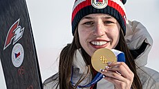 Vít�zka ob�ího slalomu Zuzana Mad�rová z �eska (8. února 2026)