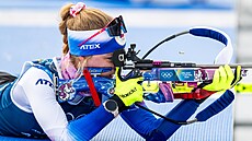 Trénink biatlonist� na zimních olympijských hrách v Milán�. Na snímku Markéta...