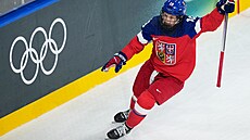 Natálie Mlýnková slaví druhý gól zápasu (8. února 2026)