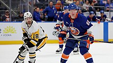 Ond�ej Palát (81) z New York Islanders a Tommy Novak (18) z Pittsburgh Penguins