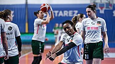 Aleah Nelsonová z SB� Ostrava se chystá na zápas.