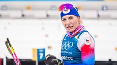 Lucie Charvátová na tréninku v olympijském biatlonovém areálu v Anterselv�.