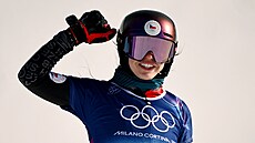 Zuzana Mad�rová slaví sv�j postup do semifinále v paralelním ob�ím slalomu...