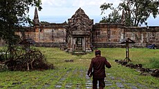 Kambod�ský chrám Preah Vihear po údajném útoku thajskou st�elou. (17. zá�í 2025)
