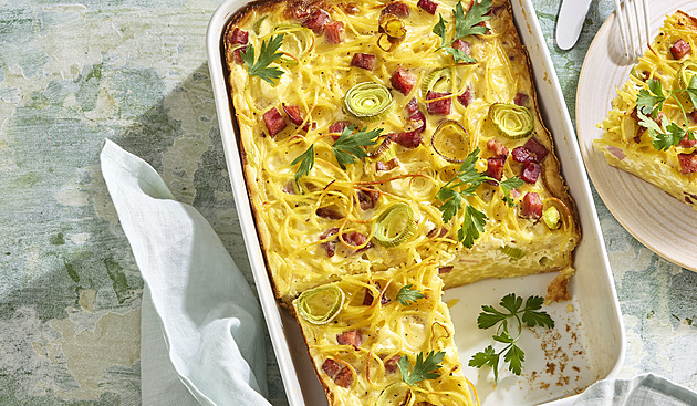Špagety a la šunkofleky - snadné zapečené jídlo, bez složité přípravy